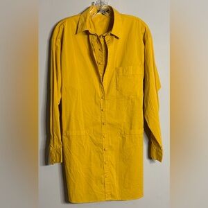 Capsulle Yellow Long Button-Up Blouse Size Medium